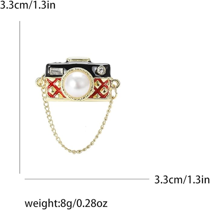 Camera Brooch Pins for Women, Pearl Camera Brooch Pin, Cute Camera Brooch Lapel Pin, Bohemian Camera Brooches Pins for Women Hat Bag Suit Dress Accessories Jewelry