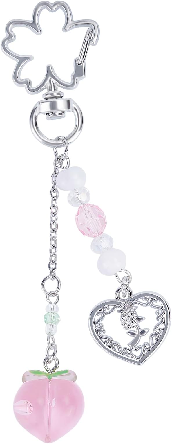 Y2K Keychain Set Heart Butterfly Pearl Flower Bag Charms,Cute Aesthetic Accessories for Women Gifts Keys Bags Purse