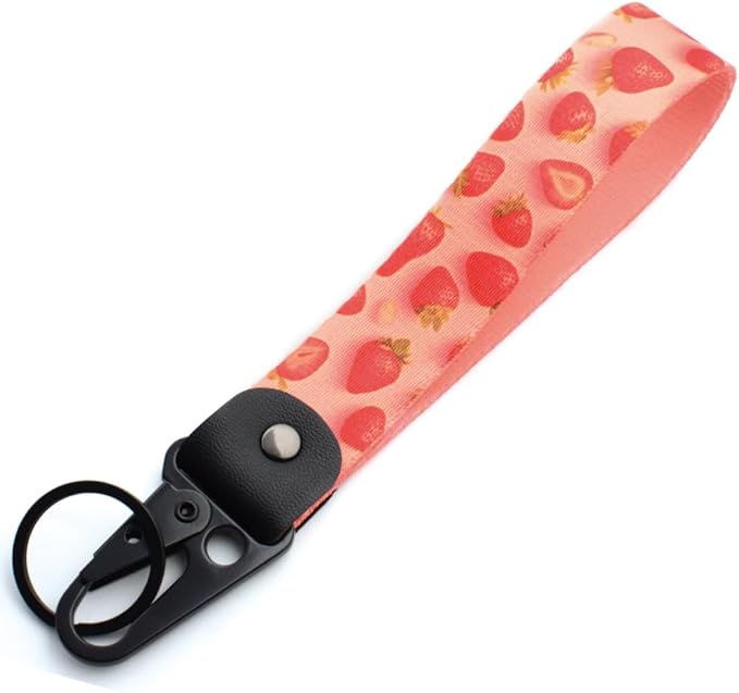 2 Pcs Classic Black & Floral Keychain Wristlet Lanyard for Women couples, Flower Wristlet Strap for Keys Hands-Free Wearable