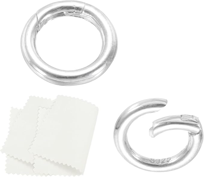 PATIKIL 13.6mm 925 Sterling Silver Spring Gate Rings, 2Pcs Round Spring Clasps Necklace Enhancer Shortener Closures Connector for Jewelry Making Necklaces DIY, Silver Tone