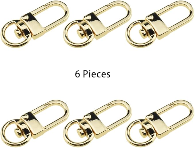 Hahiyo 34mm Length Swivel Lobster Clasp One Handed Operation Strong Hinge Smooth Locking Motion Zinc Alloy Push Gate Trigger Snap Hook Buckles Gold 6 PCS for Crossbody Purse Chain Connect Key Fobs