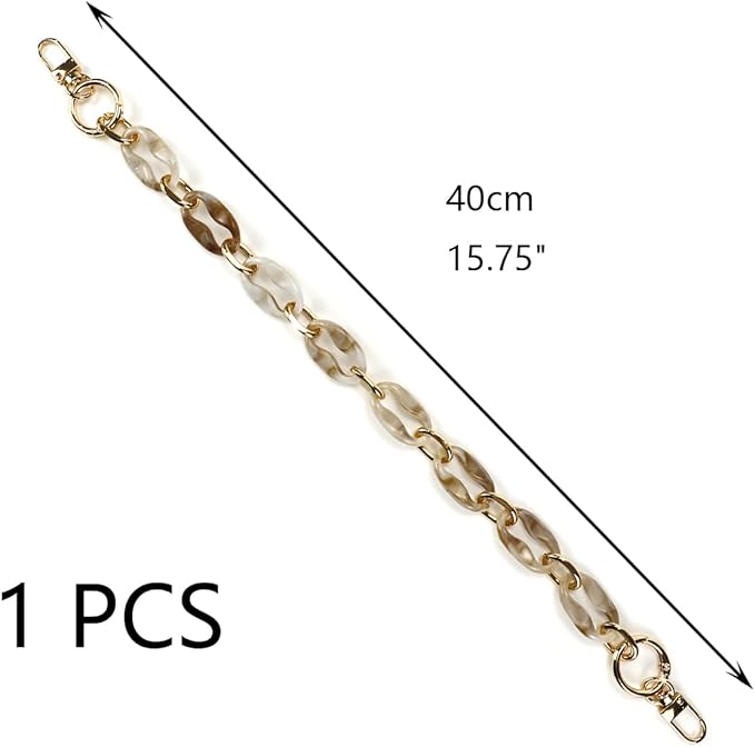 Crapyt Oval Resin Purse Chain Strap Acrylic Marbled White DIY Craft 40cm/15.75" 1 PCS Elegant Stylish Modern Bag Straps Replacement Decor