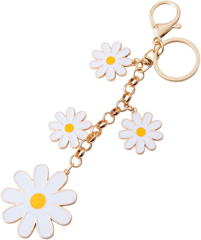 Women's Flower Bag Charms Enameled Keychain Purse Accessories