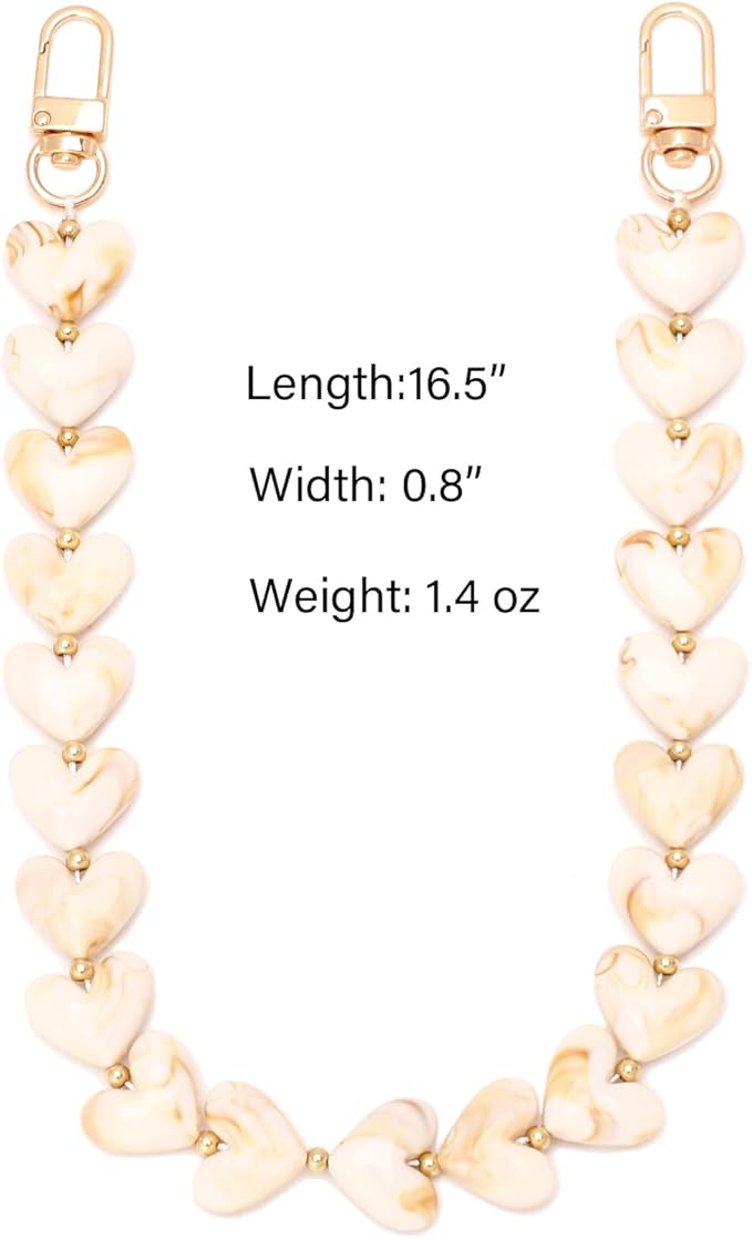 AUMEY Acrylic Heart Bag Chain Purse Charm Versatile handbag Chain Strap Wallet Handle Replacement Handbag Accessory