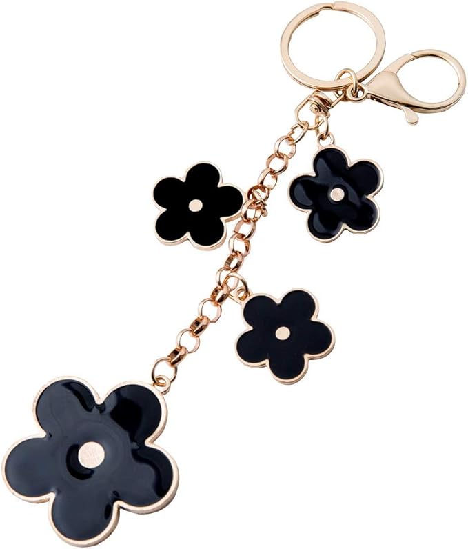 Women's Flower Bag Charms Enameled Keychain Purse Accessories