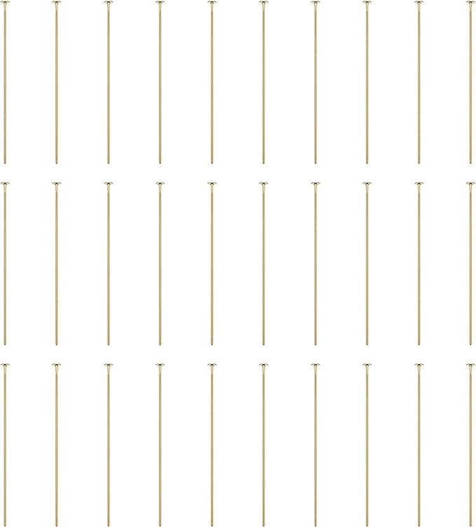 HARFINGTON 100pcs Flat Head Pins 1.38" 35mm Needles Bulk for Earring Pendant Necklace Bracelet Charm Jewelry Making Findings DIY Craft, 18K Gold