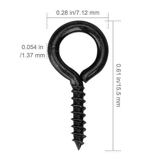 Aovchei Eye Screws, 300PCS 0.59 Inches Heavy Duty Metal Screw Hooks, Self Tapping Eye Bolts, Indoor & Outdoor for Hanging Artwork, Black