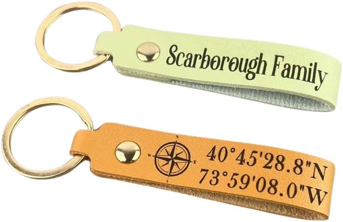 Personalized Leather Keychain Name Logo Text Coordinates Family Union Group Gathering Apparel Custom Leather Keychain Cute Little Accessory Girlfriend Boyfriend Dad Mom