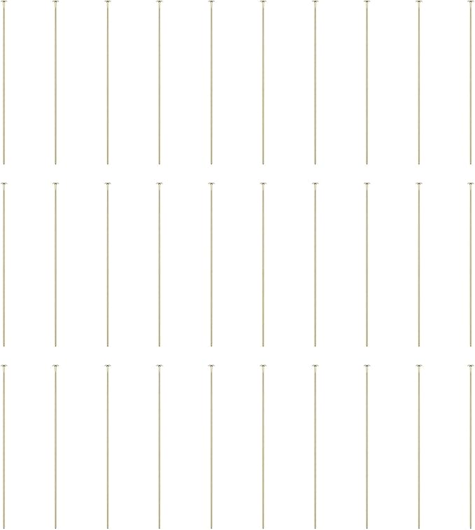 HARFINGTON 100pcs Flat Head Pins 1.97" 50mm Needles Bulk for Earring Pendant Necklace Bracelet Charm Jewelry Making Findings DIY Craft, 14K Gold