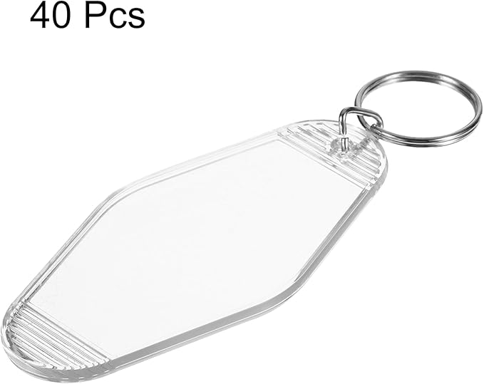 uxcell 40pcs Hotel Keychains Blank Vintage Plastic Rhombus Motel Keychains Hotel Key Tags Rings for DIY Luggage Labels