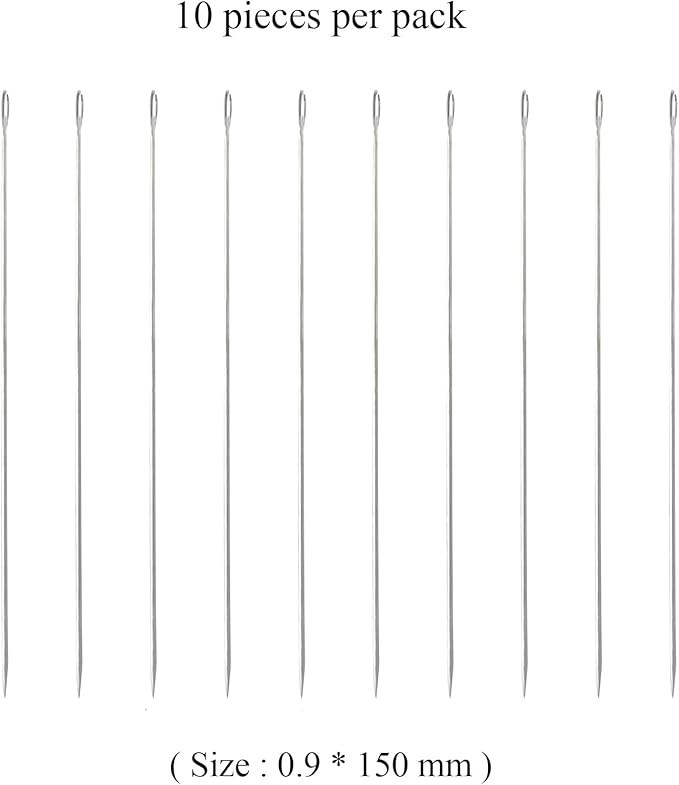 10Pcs Lei Needle for Leis Making, 5.9 Inch Large Eye Sewing Beading Needle for Art Craft Long Lei Needle to Make Hawaiian Flower Lei for Graduation Wedding Birthday Party, Dia 0.9mm, LXLVOUEG