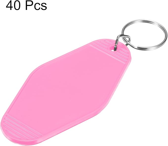 uxcell 40pcs Hotel Keychains Blank Vintage Plastic Rhombus Motel Keychains Hotel Key Tags Rings for DIY Luggage Labels