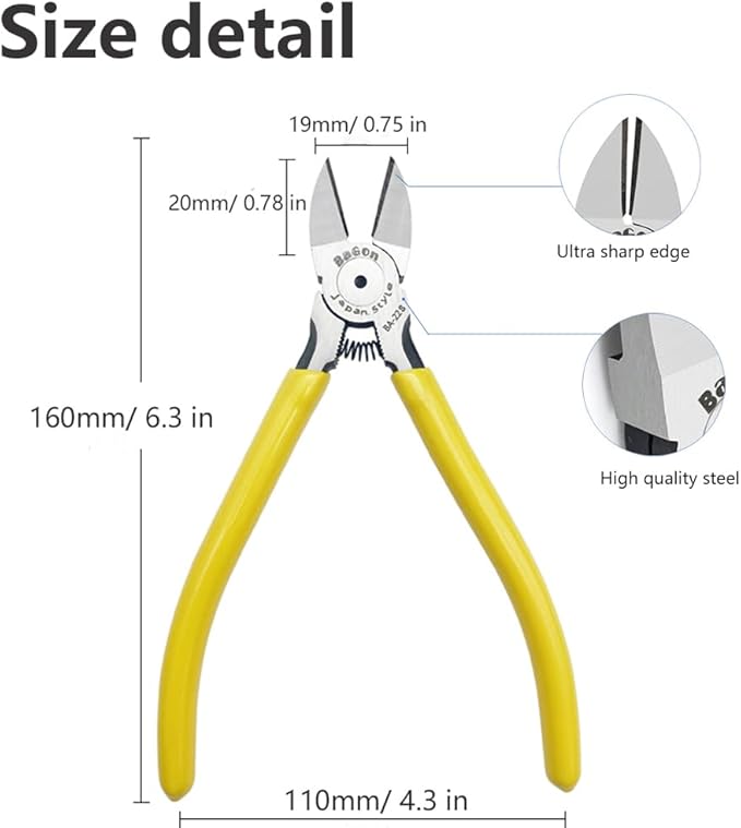 Wire Cutters 6 Inch, Precision Wire Flush Cutters, Heavy Duty Cutting Pliers for Copper Cables, Wires, Crafts, Jewelry Making