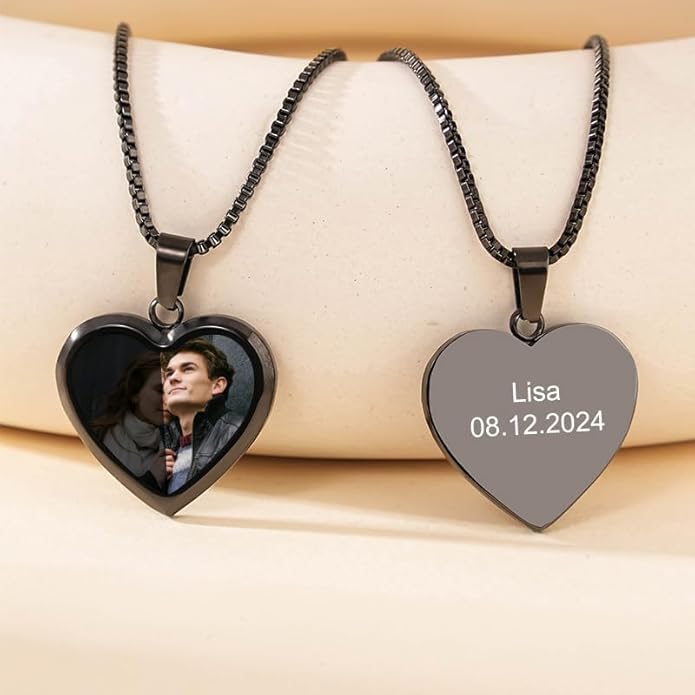 CLYLIFE Picture Necklace Personalized Photo,Custom Disc/Heart Pendant for Men Women Dad Mom Customized Necklace with Chain Photos Memorial Gifts for Mother's Day, Birthday, Anniversary