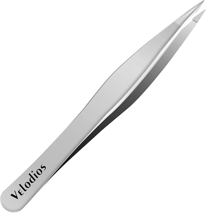 Velodios Pointed Tweezers for Women Facial Hair, High Precision Eyebrow Tweezers for Eyebrows, Ingrown Hair, Splinters, No Gaps and Perfectly Aligned