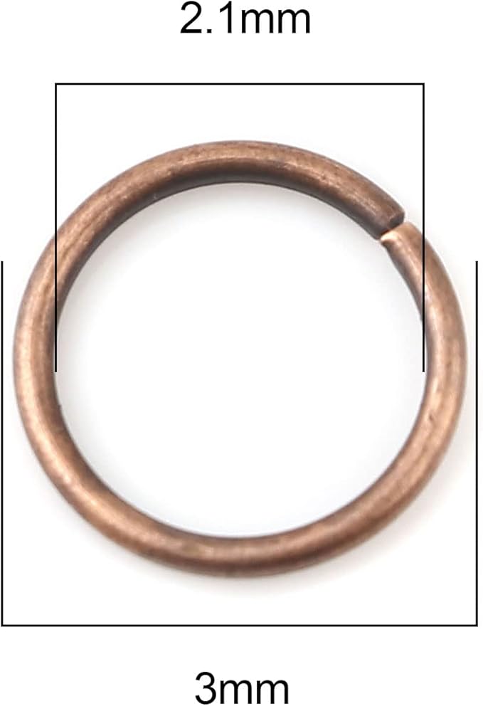 200 Pieces - 3mm Jump Rings Antique Copper Tone Extra Small - 24 Gauge (0.5mm Thickness)
