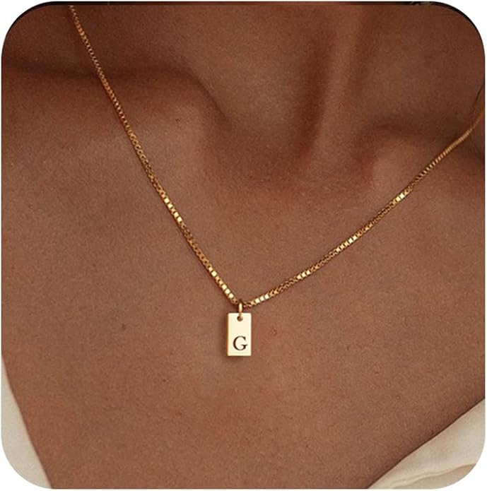 Initial Necklaces for Women 14K Gold Plated Letter Necklace Dainty Name Pendant Necklace Personalized Christmas Gifts for Women Trendy Gold Jewelry