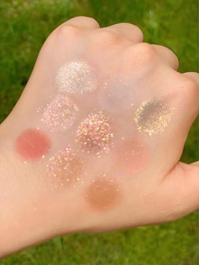Kayswang eye shadow 9 colors eyeshadow palette eyeshadow stick eye shadow palette makeup Eyeshadow brush glitter Eyeshadow primer cream long lasting waterproof （pink grey）