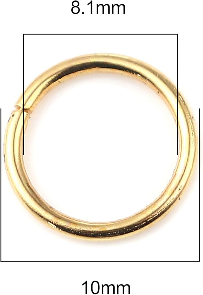200 Pieces - 10mm Jump Rings Gold Tone - 18 Gauge (1mm Thickness)