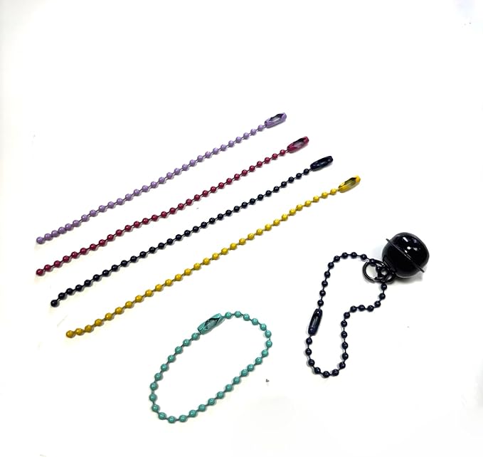 100 Pcs Mixed Color Ball Chains Bulk, 4.72 Inch (12 cm) Beaded Keychain Links with Connectors, 2.4mm Dog Tag Chains for DIY Jewelry Making, Crafts & Hanging Decorations