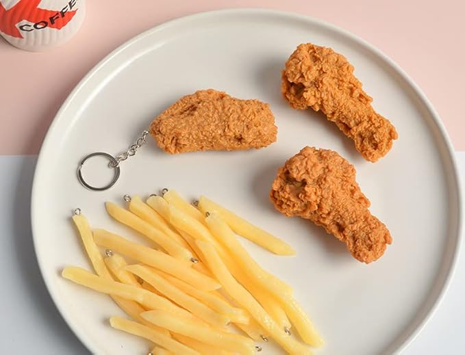 HSYHERE Men Women Creative Interesting Novelty Stylish Mini Simulated Food Orange Shrimp Keychain Key-ring Pendant
