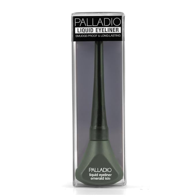 Palladio Liquid Eyeliner, Highly Pigmented and Waterproof Eyeliner, For Intense Eye Definition, Smear-proof Eyeliner Liquid, Includes Easy Grip Wand and Felt Tip Eyeliner Applicator, Emerald Isle