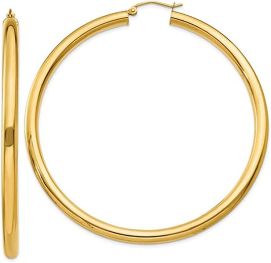 14K Gold Hoop Earrings, 4mm Thick