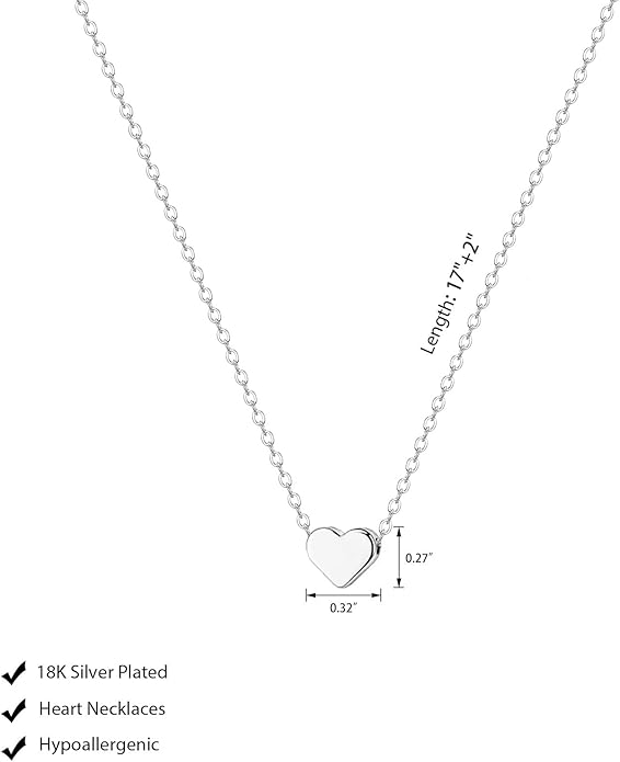 Airmb Cute Heart Necklace for Women Gold/Silver Plated Heart Pendant Choker Necklaces Tendy Love Heart Chain Necklace Dainty Gold/Silver Necklace Jewelry Gifts for Women