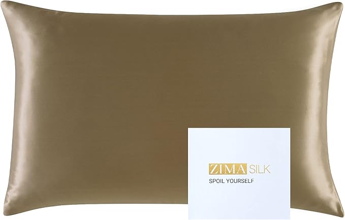 ZIMASILK 25 Momme 100% Pure Mulberry Silk Pillowcase for Hair and Skin Care, Highest Grade 6A Pillow Cases for Women, Long-Lasting Durablity, Gift for Women Men, 1Pc (Queen 20"x30", Taupe)