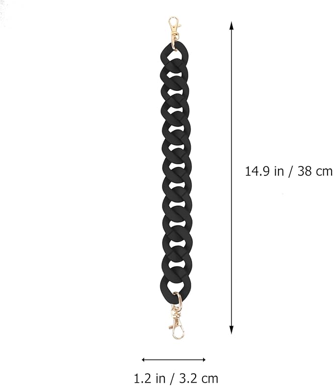 Black Purse Chain Replacement Strap for Handbags - 15 Inch Detachable DIY Accessory with Alloy Hooks for Purses and Messenger Bags