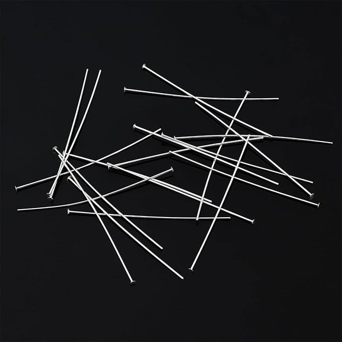925 Sterling Silver Flat Head Pins 0.5x40mm 20pcs for Jewelry Making Findings