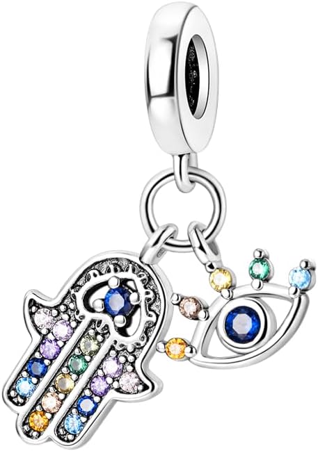 Hamsa Hand Dragon Bible Cross Prayer Charm 925 Sterling Silver Charms Fits Women's Charm Bracelet and Necklace Bead Charms Jewelry Gifts for Sister Friend