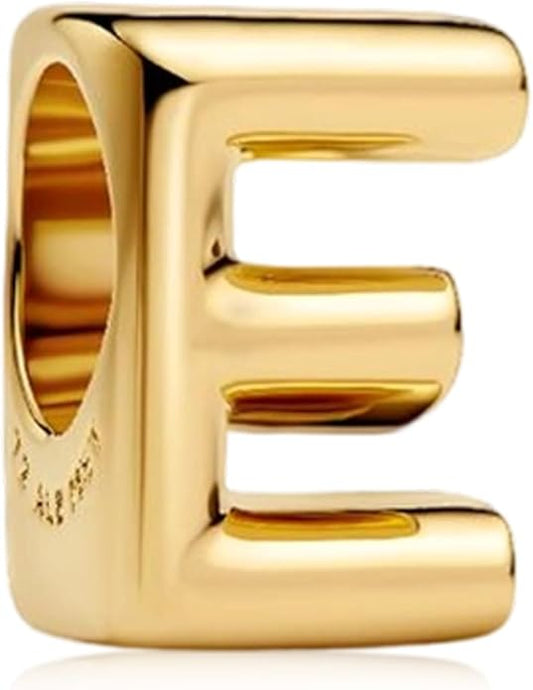 S925 A-Z 14K Gold Plated Initial Letter Alphabet Charms for Pandora Bracelets and Necklaces Women, Gifts for Couple Family Friend on Birthday Anniversary Christmas Mothers Valentine's Day Grad