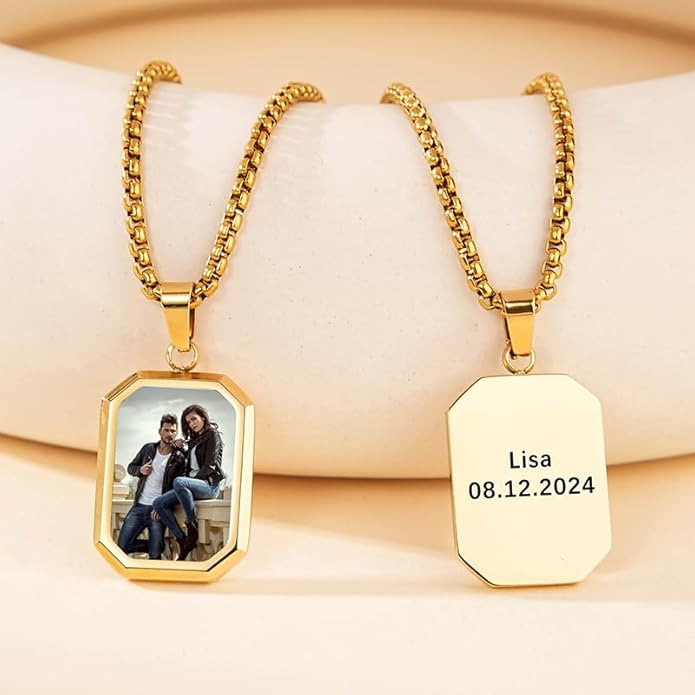 CLYLIFE Picture Necklace Personalized Photo,Custom Disc/Heart Pendant for Men Women Dad Mom Customized Necklace with Chain Photos Memorial Gifts for Mother's Day, Birthday, Anniversary