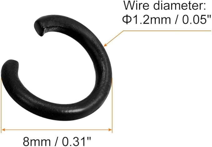 uxcell Open Jump Rings, 8mm Colorful O-Ring Connectors for DIY Crafts Jewelry Making, Carbon Steel, Black, 200Pcs