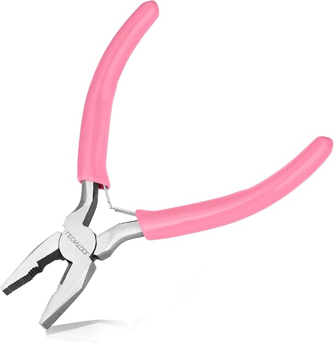 5 Inch Mini Lineman's Pliers - Spring Loaded with Serrated Jaw Combination Pliers, Small Wire Cutters for Jewelry Making, Multi-Use