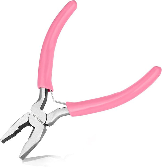 5 Inch Mini Lineman's Pliers - Spring Loaded with Serrated Jaw Combination Pliers, Small Wire Cutters for Jewelry Making, Multi-Use