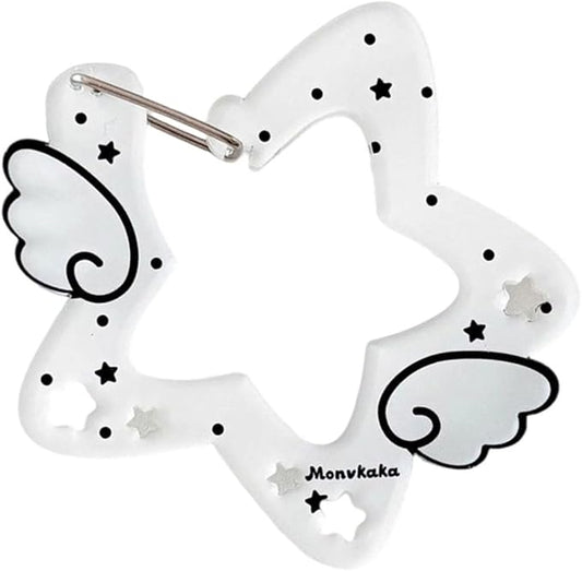 Acrylic Wing/Star Shape Carabiner Hook Clips Card Holder Keychain Portable Outdoor Keyring Hook Backpack Pendant Gifts