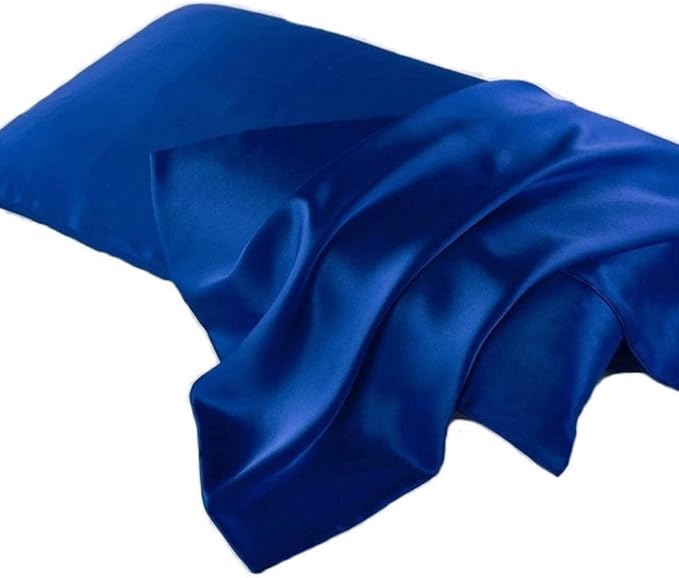 Mulberry Silk Pillowcases Set of 2, Hypoallergenic Satin Pillow Covers for Hair and Skin, with Hidden Zipper, Both Side 100% 19 Momme Silk (Royal Blue,Queen)