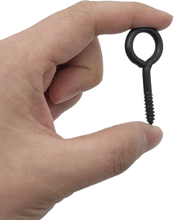 Screw Eyes, 2 Inch Metal Eye Hook, Zinc Plated Self Tapping Screw Hooks Ring, Eyelet Screws Black 30 Pcs