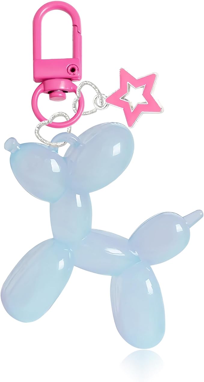 LAEKOU Star Balloon Dog Keychain for Women, Cute Y2K Key Chain Accessories, Aesthetic Charms for Bag Backpack