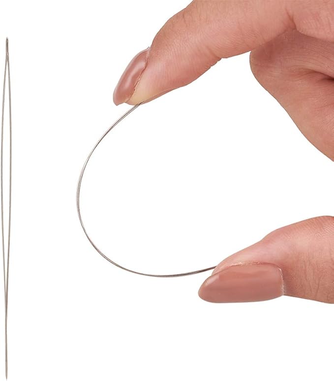 Craftdady 10Pcs Big Eye Beading Needles 2.95-Inch Stainless Steel Collapsible Embroidery Sewing Needles for Jewelry Making