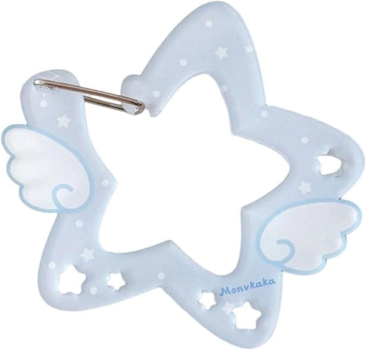 Acrylic Wing/Star Shape Carabiner Hook Clips Card Holder Keychain Portable Outdoor Keyring Hook Backpack Pendant Gifts