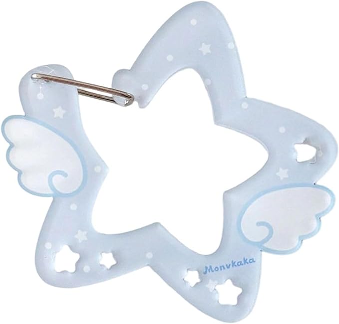 Acrylic Wing/Star Shape Carabiner Hook Clips Card Holder Keychain Portable Outdoor Keyring Hook Backpack Pendant Gifts