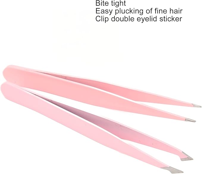 Professional Eyelash Eyebrow Makeup Tool Set Double Ended Lash Comb Brush Curler Tweezers Kit for Home Beauty Salon Pink Stainless Steel ABS Nylon 5 Pieces