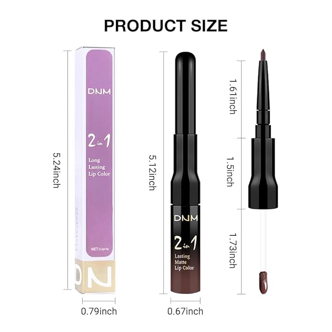 1Pcs 2 in 1 Deep Brown Matte Lip Liner and Liquid Lipstick Stain Makeup Set for women, Brown Long Lasting Smudge Proof Lip Tint Matte Finish Lip Gloss for All-Day Color Hold Easy to Use 04#