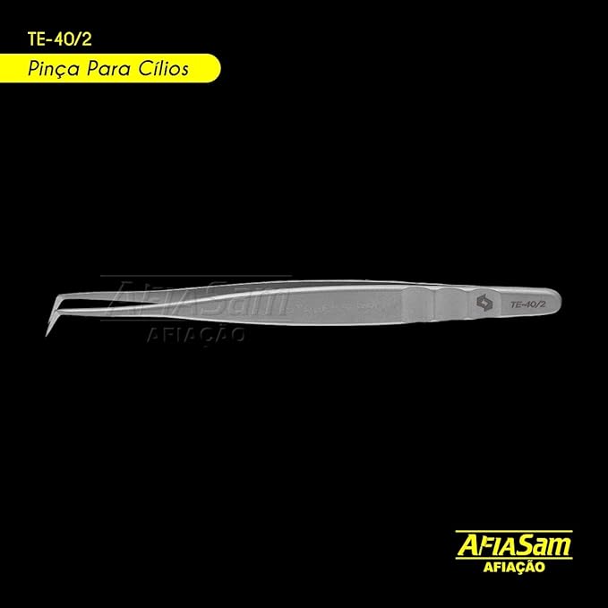 Staleks Pro Professional Eyelash Tweezers EXPERT 40 Type 2 – L-Shaped Tip – Stainless Steel – For Classic and Volume Extensions (70° Angle)