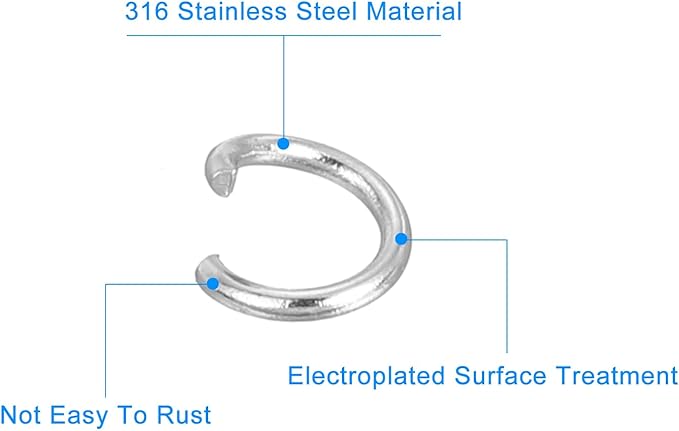 uxcell 200Pcs Open Jump Rings, 4mm 316 Stainless Steel O Rings, Split Rings Circle Clasp Connecting Rings for Jewelry Making Supplies Necklace Repair, Silver