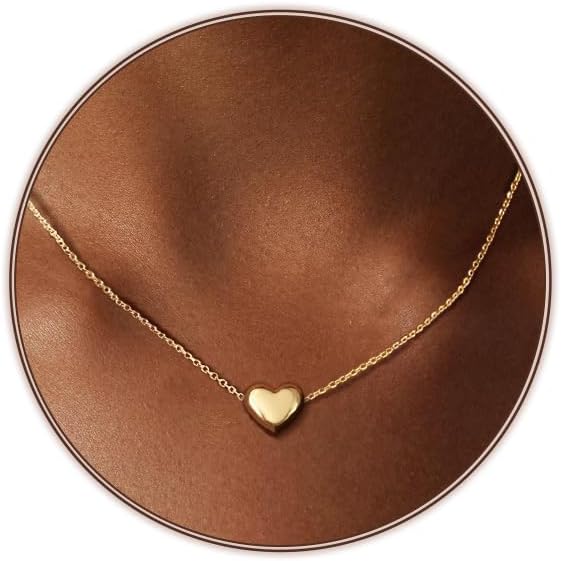 Airmb Cute Heart Necklace for Women Gold/Silver Plated Heart Pendant Choker Necklaces Tendy Love Heart Chain Necklace Dainty Gold/Silver Necklace Jewelry Gifts for Women