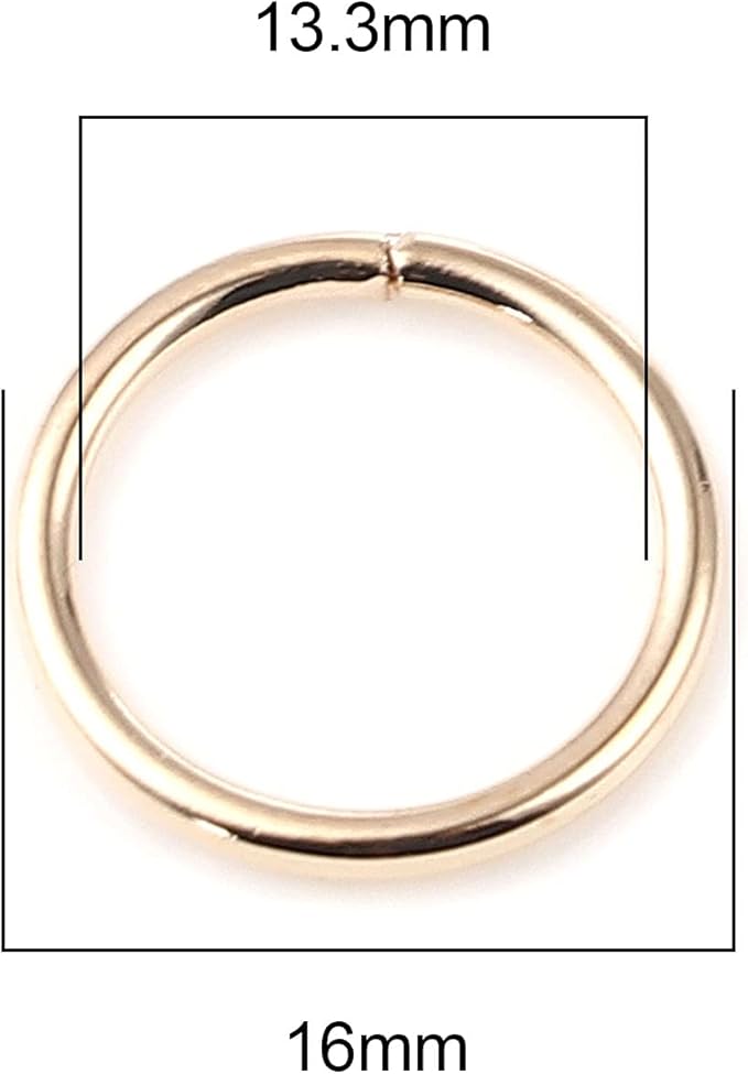 200 Pieces - 16mm Jump Rings - KC Gold Tone Plated - 15 Gauge (1.5mm Thickness)